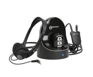 Système d'Écoute TV sans Fil Amplifié avec Casque et Boucle Induction Geemarc Noir