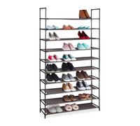 relaxdays Étagère à Chaussures, emboîtement, Tissu, 10 Niveaux, 50 Paires, 176,5 x99x29,5 cm, Marron