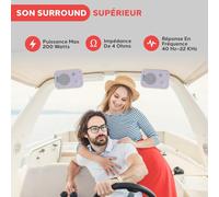 Système D'Enceinte Étanches Intérieur /Extérieur-Paire D'Enceinte Murale/Plafond De 13,3 Cm Résistants Aux Intempéries-200 Watts Rms, Support Universel, Blanc