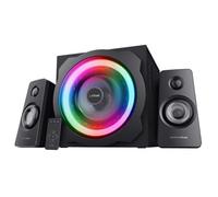 Trust Gaming GXT 629 Tytan RGB Enceinte PC Gamer 2.1 avec Caisson de Basses, 120 W, LED RGB, Télécommande sans Fil, Haut Parleur PC, Ordinateur Portable, Tablette, Smartphone, TV - Noir