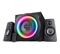 Trust Gaming GXT 629 Tytan RGB Enceinte PC Gamer 2.1 avec Caisson de Basses, 120 W, LED RGB, Télécommande sans Fil, Haut Parleur PC, Ordinateur Portable, Tablette, Smartphone, TV - Noir