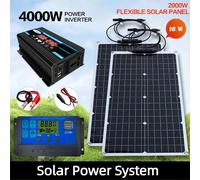 Système d'énergie solaire 2000W 110V/220V, panneau solaire 4000W, onduleur, contrôleur de charge de batterie 12V pour usage domestique/extérieur yellow kit 110V