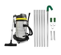Système d'Entretien Gouttière Aspirateur 50 L 2 en 1 1400 W 80 dB & Perche de Nettoyage Embout d'Aspiration pour Gouttière Extensible 1,2 m à 7,2 m ⌀ 5.1cm Aspire Feuille & Débris Toiture Maison