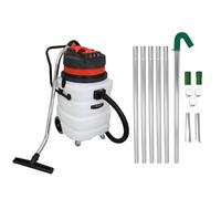 Système d'Entretien Gouttière Aspirateur 90 L 2 en 1 3000 W 82 dB & Perche de Nettoyage Embout d'Aspiration pour Gouttière Extensible 1,2 m à 7,2 m ⌀ 5.1cm Aspire Feuille & Débris Toiture Maison