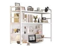 Système d'étagère modulaire en panneau perforé, organiseur de bureau de style industriel à 2 niveaux avec 20 crochets, solution peu encombrante pour l'organisation du bureau à domicile