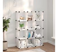 Système d'Étagères à 12 Cubes, en Polypropylène Transparent, Armoire Chambre Enfant, Cube de Rangement, Design Modulable, Armoire Enfant Modulaire, Meuble Casier Rangement Cube,94.5 x 31.5 x 124 cm