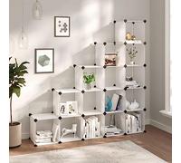 Système d'Étagères à 15 Cubes, en Polypropylène Transparent, Armoire Chambre Enfant, Cube de Rangement, Design Modulable, Armoire Enfant Modulaire, Meuble Casier Rangement Cube,155 x 32 x 153.5 cm