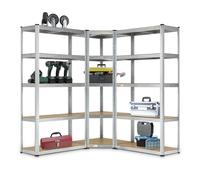 Système d'étagères à 3 niveaux 1 Corner & 2 Basic Argent