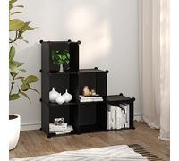 Système d'Étagères à 6 Cubes, en Polypropylène Noir, Armoire Chambre Enfant, Cube de Rangement, Design Modulable, Armoire Enfant Modulaire, Meuble Casier Rangement Cube, Bureau, 94.5 x 31.5 x 93 cm