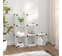 Système d'Étagères à 6 Cubes, en Polypropylène Transparent, Armoire Chambre Enfant, Cube de Rangement, Design Modulable, Armoire Enfant Modulaire, Meuble Casier Rangement Cube,94.5 x 31.5 x 93 cm