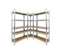 ECD Germany Système d'Étagères d'Angle Robuste Set 3x, 2 Étagères de Stockage 180x90x40 cm + Étagère d'Angle 180x70x40 cm, jusqu'à 750 kg, en Métal, 15 Panneaux MDF, Stockage Rayonnage Magasin Garage