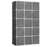 Système d'étagères de dressing à monter soi-même, composé de 2 grands cubes et de 9 petits cubes, noir.