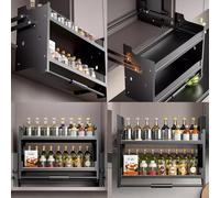 Système d'étagères escamotable pour armoire de cuisine - Étagère Sto peu encombrante pour cuisine et café - Étagère coulissante de 400 mm pour cabine supérieure