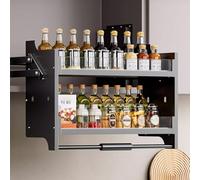Système d'étagères escamotables pour armoires de Cuisine, étagère escamotable pour Armoire de Cuisine supérieure, étagère escamotable pour Rangement de Cuisine, Bar, café (Couleur : Noir, Taille : 6