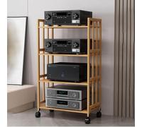 Système d'étagères stéréo Hi-Fi à 4 niveaux, armoire multimédia audio réglable avec grande capacité, 80 cm de large, 123 cm de haut, idéal pour le home cinéma et les amateurs de musique