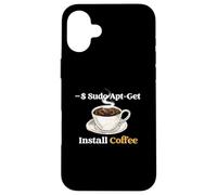 Système d'exploitation de Codage Linux Sudo Apt-Get Install Coffee Coque pour iPhone 16 Plus