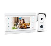 Système D'interphone De Sonnette Visiophone À 2 Fils, Moniteur 7 Pouces Avec Cloche Filaire, Bouton Tactile, Instantané/enregistrement Affichage Clair Protection Contre Intempéries(1Monitor 1Doorbell)