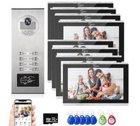 Système d'interphone vidéo à 4 fils, 17,8 cm, vision nocturne, vue en direct et conversation, déverrouillage par application moniteur/carte glissante, sonnette vidéo intelligente avec caméra et