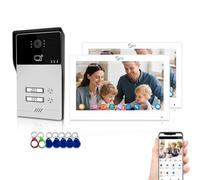 Système d'interphone vidéo à 4 fils pour famille à 2 unités, kit de téléphone à écran tactile de 17,8 cm avec déverrouillage 3 en 1, audio bidirectionnel, surveillance intérieur/extérieur pour