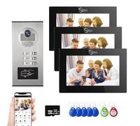 Système d'interphone vidéo filaire pour appartement, sonnette vidéo 1080p, 6 unités écran tactile de 17,8 cm pour intérieur et extérieur, détection de mouvement, audio bidirectionnel, 6 écrans pour la