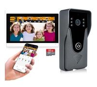 Système d'interphone vidéo IP sans fil, moniteur WiFi de 7 pouces avec caméra de porte HD en métal (alimentation filaire), interphone vidéo avec enregistrement de carte 32 G, application audio