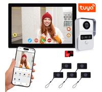 Système d'interphone vidéo numérique à 2 fils, 10.1 pouces, moniteur WIFI sans fil 1080P, interphone, caméra vidéo, sonnette, carte, application Tuya, déverrouillage