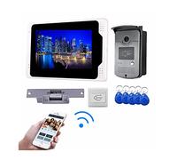Système d'interphone vidéo sans fil sonnette de porte Tuya IP visiophone for maison appartement écran tactile carte RFID déverrouillage à distance(UCYBO-701MEID11LOCK)