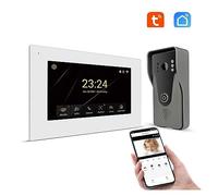 Système d'interphone vidéo Tuya Smart Home 7 pouces écran tactile porte d'accès téléphone avec 1080P 110 ° caméra de sonnette filaire(H-R6-P356B-M503WA)