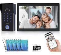 Système d'interphone Wi-Fi avec connexion à deux fils, résolution 1080p, écran couleur tactile de 10 pouces, déverrouillage à distance, audio bidirectionnel, vision nocturne et fonction anti-alarme