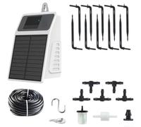 Système d'irrigation de jardin à énergie solaire avec kit d'arrosage automatique de 10 m pour balcon et plantes d'extérieur, tube en PVC pour pelouse et parterres de fleurs