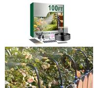 Système d'irrigation goutte à goutte de jardin de 30,5 m, 24 buses de pulvérisation réglables, raccords anti-fuite push-to-connect, kit d'arrosage complet pour parterres de fleurs et serres
