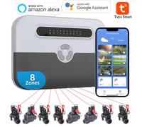 Système d'irrigation intelligent WiFi à 8 stations avec contrôleur et électrovanne, télécommande par téléphone, compatible Alexa 8waysEU