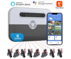 Système d'irrigation intelligent WiFi à 8 stations avec contrôleur et électrovanne, télécommande par téléphone, compatible Alexa 8waysBritish
