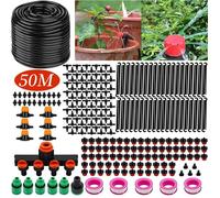 Système d'irrigation Jardin,285Pc Kit d'irrigation Goutte,Kit d'irrigation Goutte à Goutte Automatique avec 50m Tuyau,Kit arrosage