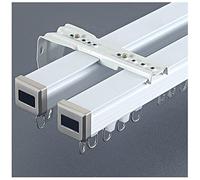 Système double Trac Curt en alliage d'aluminium robuste (3,3 à 6 m) Fixation murale/plafond Solution de séparation de pièce Longueur réglable Parfait pour la maison ou le bureau (couleur : noir