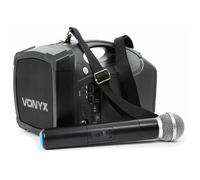 Vonyx ST014 Amplificateur de Voix Portable, Micro Main, 30 Watts RMS, Entrée Micro Jack, Port USB, Bandoulière de Transport, Batterie Rechargeable, Idéal pour Conférences ou Visites