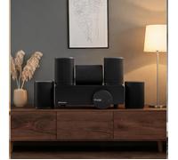 Système home cinéma 5.1 sans fil pour petit salon - design compact noir mat