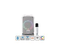 Système karaoké LENCO BTC-060WH Bluetooth 5.2 micro sans fil rechargeable lumières LED blanc