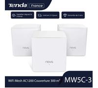 Système Mesh - TENDA - Nova MW5C - Couverture 300 m² - WiFi AC1200 - Installation facile