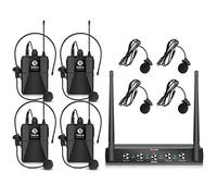 Système Micro Bodypack UHF 4 Canaux Fréquence-A 80m Conférence Formation | Système bodypack UHF,4 canaux,portée 80m champ libre,anti-interférence intérieur,idéal formation entreprise conférence