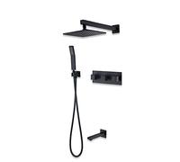 Système Plafond monté Matt Black Salle Bain de Douche 8 "Ultra-Thin Rain Shower Head avec pulvérisateur à Main Baignoire