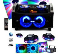 Système portable 120W USB SD FM Bluetooth SPLBOX120 + 3 Effets Ovni ROUNDMAGIC + Strobe