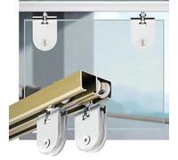 Systeme Porte Coulissante Invisible, Kit Rail Porte Coulissante Double - Fixation Plafond, Kit Renovation Porte Interieure pour Armoires, Vitrine et Salle de Bain