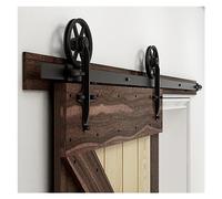 Systeme Porte Coulissante, Kit de quincaillerie for porte de grange coulissante, robuste, facile à installer, facile à installer, adapté panneau de porte simple, style à grande roue, noir(15FT-457CM)