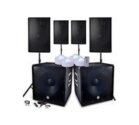 Système Prestations SONO DJ PA Complet 4800W, 4 Enceintes, 2 Subwoofers 18"/46cm USB/BLUETOOTH CABLE PC + Pieds, 4 Lumières LED