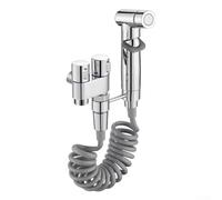 Système pulvérisateur de bidet avec valve d'angle G1/2 en polyuréthane et double interrupteur pour une utilisation efficace (argenté)