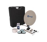 Système satellite mobile BERGER - Kit complet LNB simple dans un coffre de camping - Parabole satellite - Avec accessoires