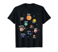 Système Solaire Connaissance Planètes Espace Science Enfants T-Shirt Graphique avec Valeur