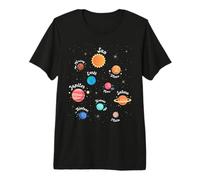 Système Solaire Connaissance Planètes Espace Science Enfants T-Shirt Haut de Gamme