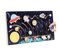 Système solaire - Planètes en bois colorées, kit d'apprentissage pratique, activité spatiale créative, exploration précoce de la menthe | Jouet planétaire amovible, placement parfait pour cadeau